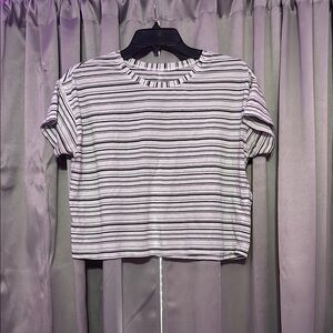 Lululemon Athletica Black and White Boxy Crop T-Shirt